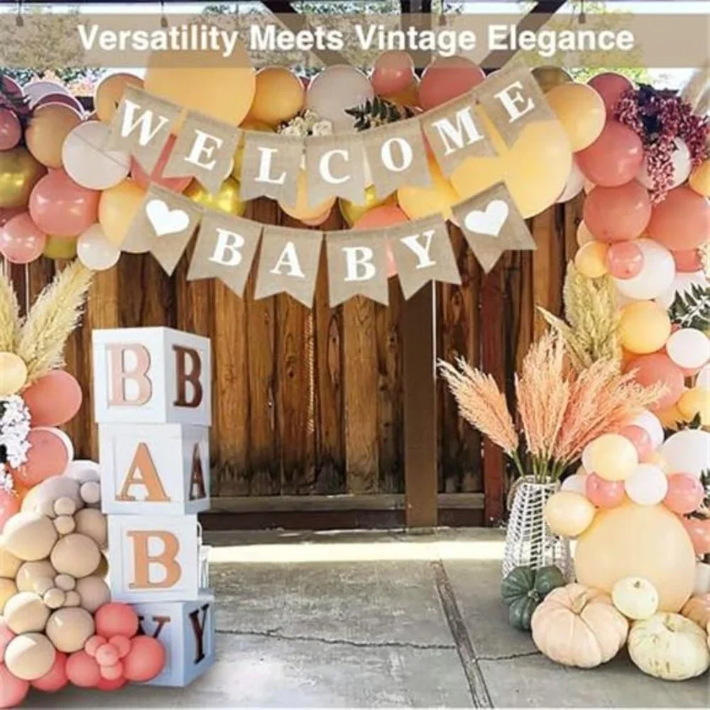 Welcome Baby Sign Boy Girl Newborn Birth Announcement Banner Baby Shower Decor